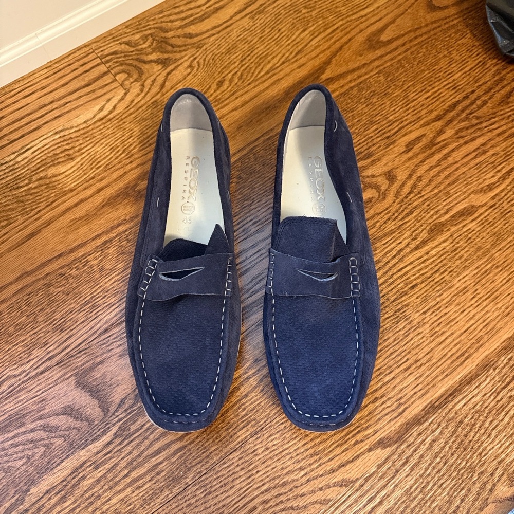 Geox Navy Suede Slip-On Loafers